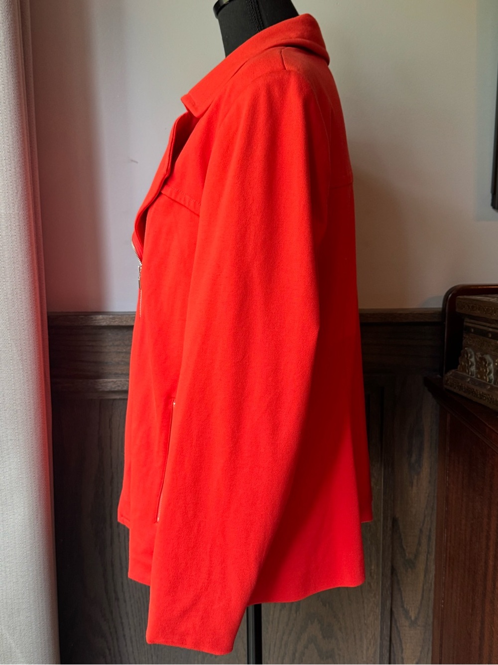 Rafaella Vibrant Red Orange Asymmetrical Zip moto Jacket 1X - Picture 3 of 8